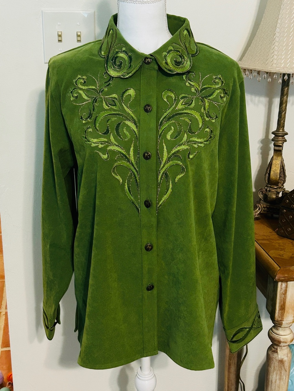 Vintage Bob Mackie Dark Green Scrollwork Jacket